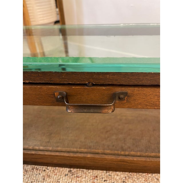 Mid-Century Modern Antique Alfred Noack Oak and Glass Countertop Display Case With Brass Hardware, Oakland California Maker For Sale - Image 3 of 10