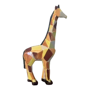 Mid Century Modern Pottery Figure of a Giraffe with Cubist Design