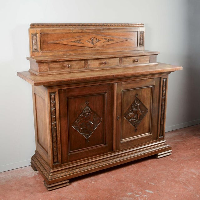 Art Deco Sideboard in Wood with Top and Drawers Carved with Fasces, 1930s For Sale - Image 3 of 9