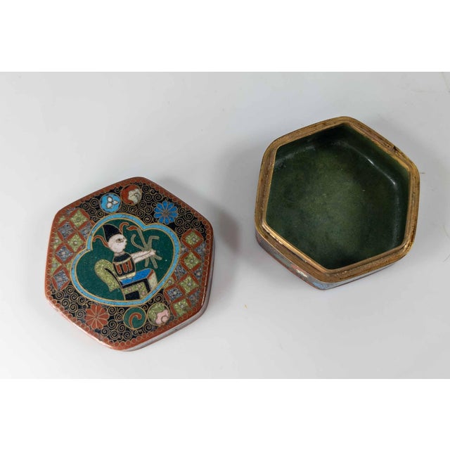 Black 20th Century Japanese Cloisonne Enamel Box With Egyptian Figure For Sale - Image 8 of 10