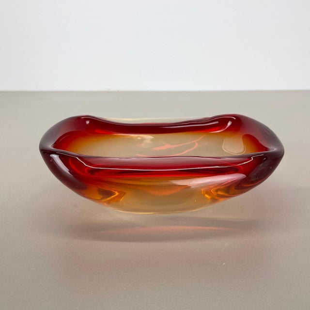 Italian Murano Glass Red-Yellow Bowl, 1970s For Sale - Image 15 of 18