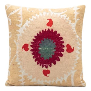 Embroidered Cotton Suzani Pillow Cover 24'' X 26'' For Sale