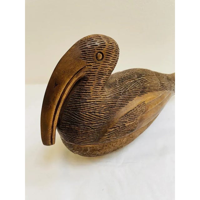 Wood Hand-Carved Wooden Box in the Shape of a Hagedash Bird from the Ibis Family, 1960s For Sale - Image 7 of 10