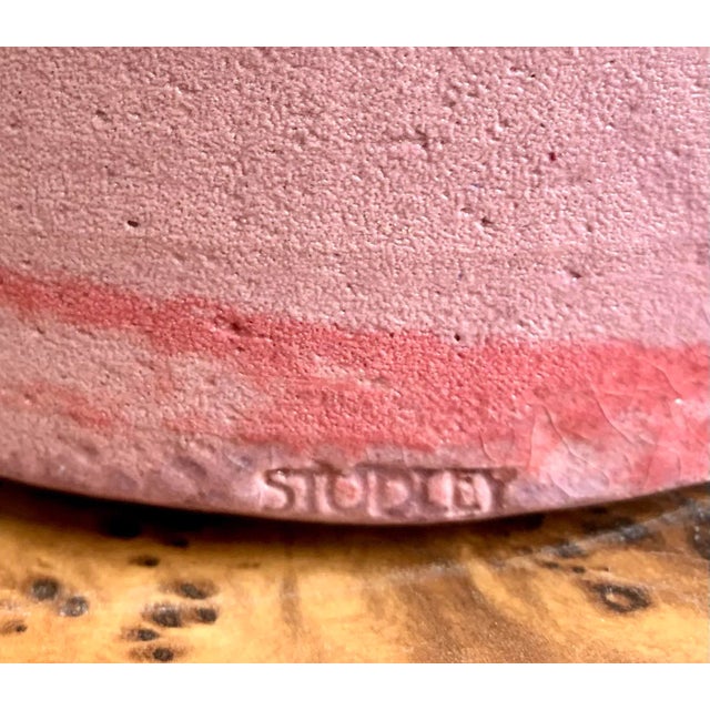 1980s Pink & Teal Glazed Egyptian Clay Vase by Dick Studley For Sale - Image 5 of 8