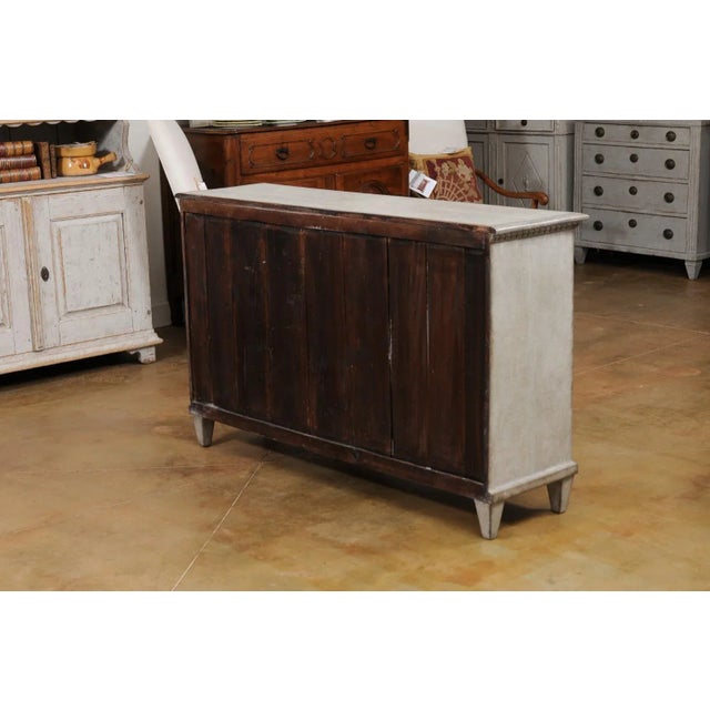 Off-white Swedish, 1890s, Painted Wood Sideboard with Three Drawers over Three Doors For Sale - Image 8 of 13