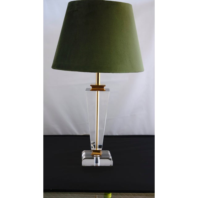 Vintage Acrylic Glass Fabric Shade Table Lamp, 1980s For Sale - Image 11 of 16