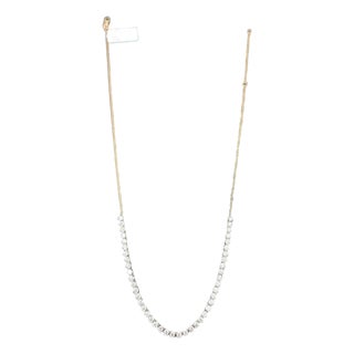 3.87 Ct Halfway Diamond Tennis Necklace For Sale