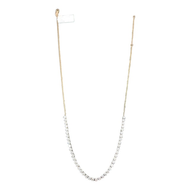 3.87 Ct Halfway Diamond Tennis Necklace For Sale