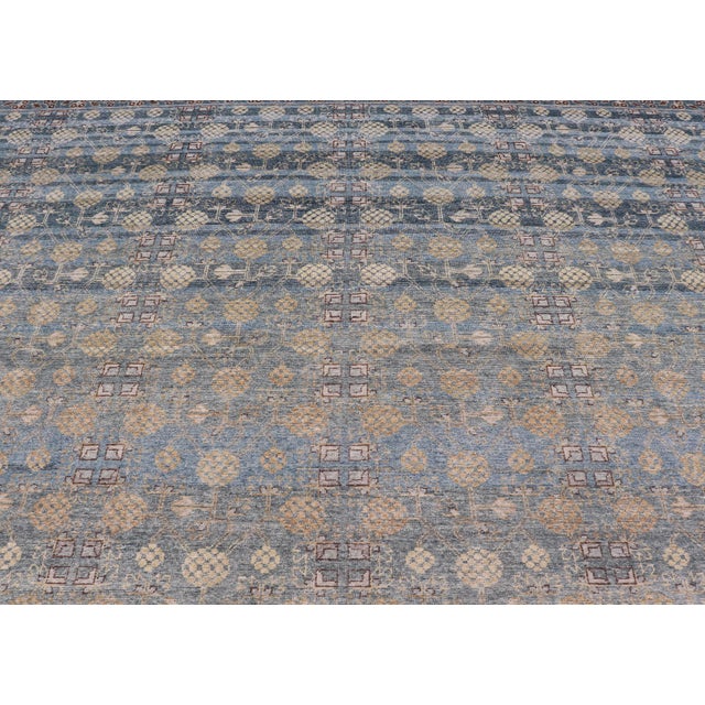 Modern Large Khotan Rug by Keivan Woven Arts in Blue and Ivory 11'9 X 14'9 For Sale - Image 9 of 17