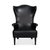 American Black High Back Leather Wing Chair For Sale - Image 3 of 10