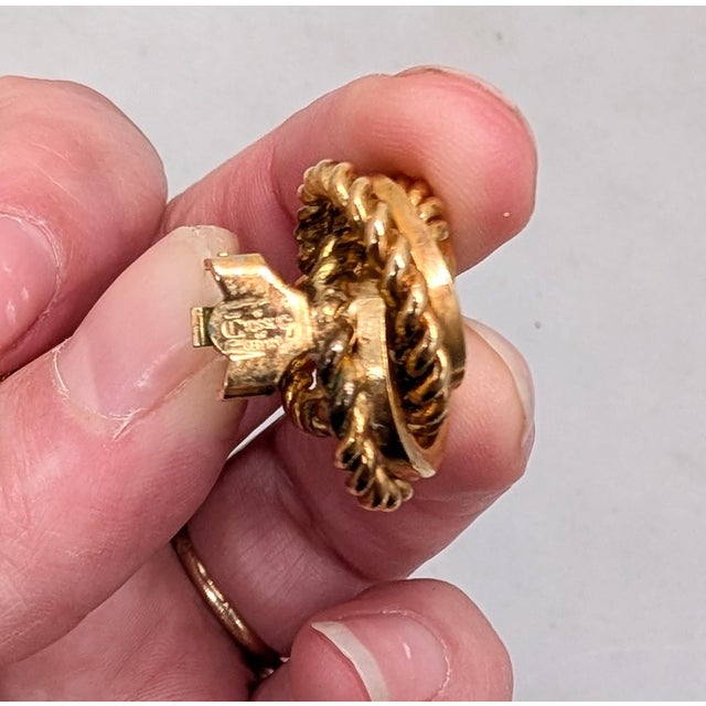 Vintage 1969 Signed Henkle & Grosse Germany Goldtone Knot Clip Earrings- 2 Pieces For Sale - Image 10 of 10