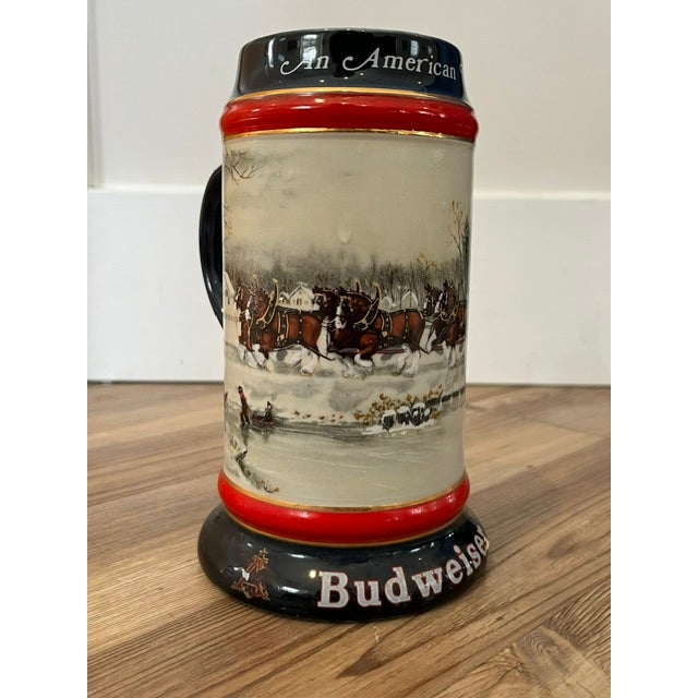 Off-white 1990s Budweiser "An American Tradition" Holiday Beer Stein For Sale - Image 8 of 8