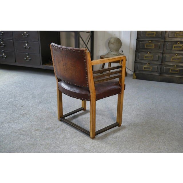 Modern Leather Armchair, 1940s For Sale - Image 9 of 10