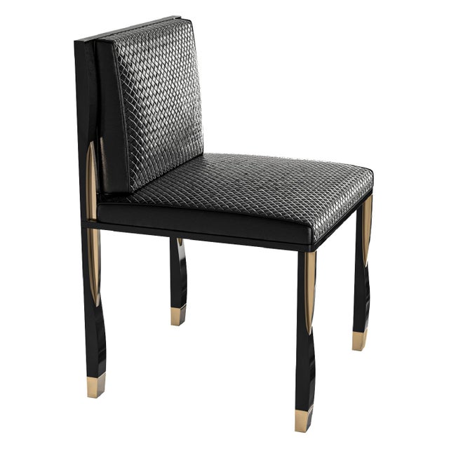 "Candice" Chair With Stainless Steel, Bronze Details and Woven Leather For Sale - Image 13 of 13