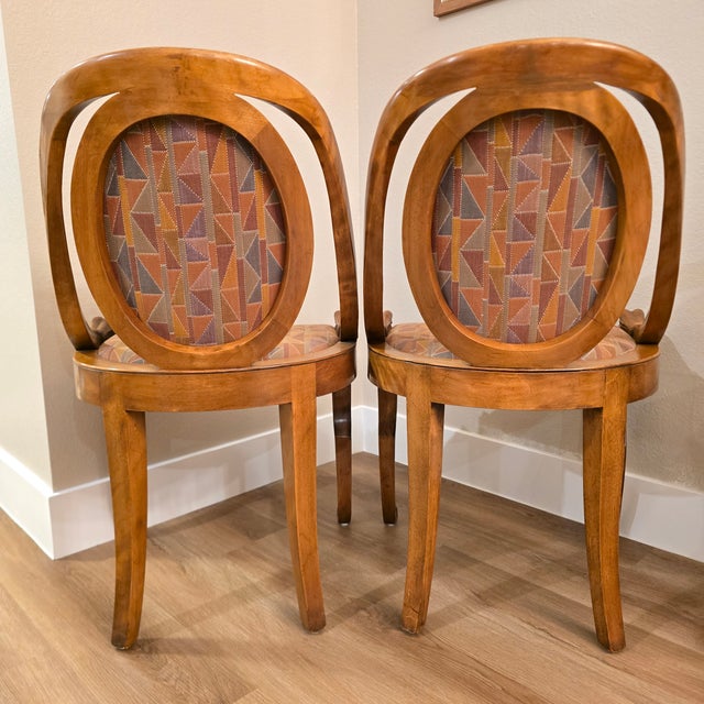 Wood Antique 1920's French Art Deco Goosehead Accent/Dining Chairs - Set of 2 For Sale - Image 7 of 9