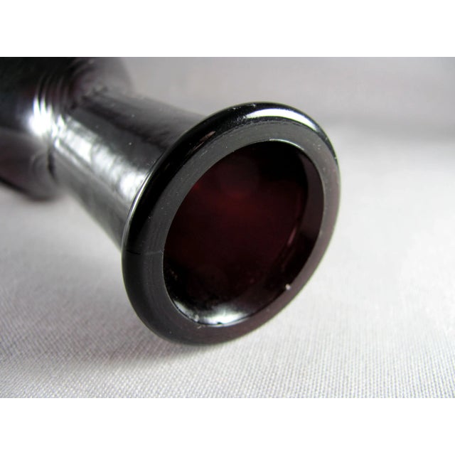 Large Empoli Italian Genie Face Amethyst Art Glass Bottle Decanter For Sale - Image 11 of 13