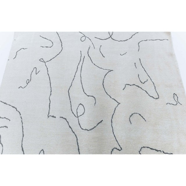 Early 21st Century Abstract Modern Runner Line Motifs In Off White Silk Blend "whisper Lines" For Sale - Image 5 of 9
