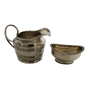 19th Century George Lll English Sterling Silver Creamer and Footed Bowl- 2 Pieces