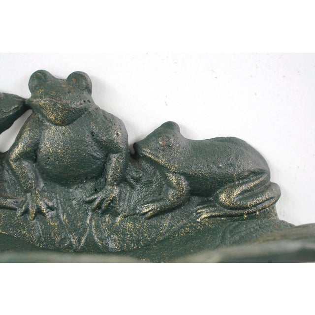 Late 20th Century Vintage Green Cast Iron Frog Bird Feeder or Bath For Sale - Image 5 of 10