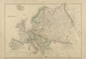 Antique Map of Europe by W. G. Blackie, 1859