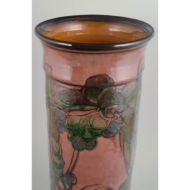 Kähler Colossal vase, 1930s. Monumental floor vase in stoneware with hand-painted polychrome decoration in muted pink,...