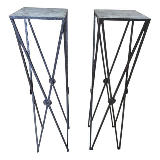 Classical Wrought Iron Pedestals, 1950s, Set of 2 For Sale