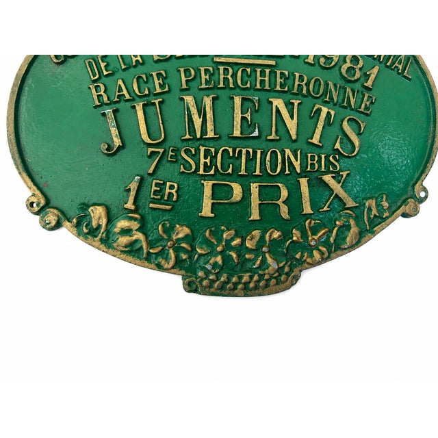 French 1981 French Percheron Horse First Prize Agricultural Show Plaque, Sarthe For Sale - Image 3 of 4