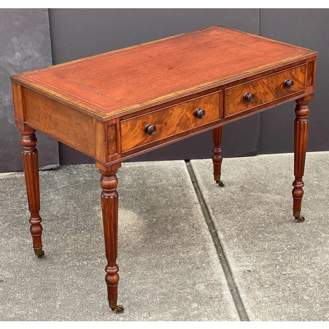 Regency Period Writing Table or Desk of Mahogany With Leather Top For Sale - Image 12 of 12