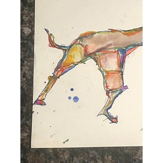 Martin Sumers NJ 1922-2012. A rare dog portrait. A wonderful colorful example of his abstract Figural portraits. 9” x 12”...