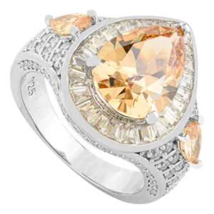 Modernist 12x8 Mm Pear Cut Zircon Cocktail Ring by Carat&her- Size 7