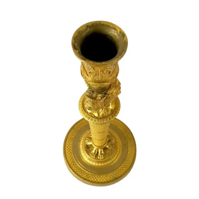 French Empire Doré Bronze Candlesticks, a Pair For Sale - Image 9 of 13