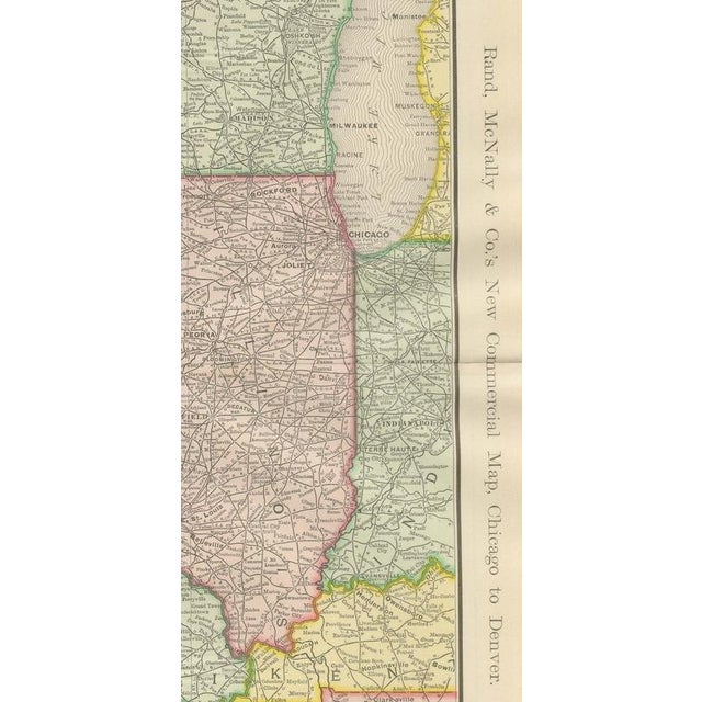 Antique Map of the Central United States with Chicago to Denver by Ran McNally, 1899 For Sale - Image 3 of 12