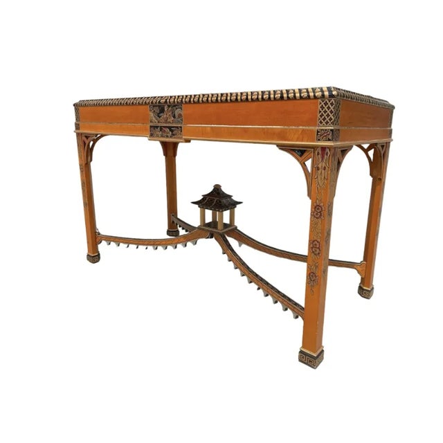 Baker Furniture Company Late 20th Century Pagoda Center Console Chinese Chippendale Table From Baker Furniture For Sale - Image 4 of 10