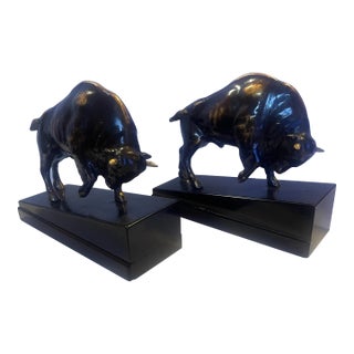 Mid 20th Century Bronze Bison Bookends- a Pair For Sale