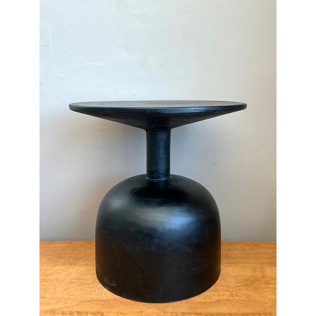 Vintage Modernist Black Wood Accent Table For Sale - Image 4 of 18