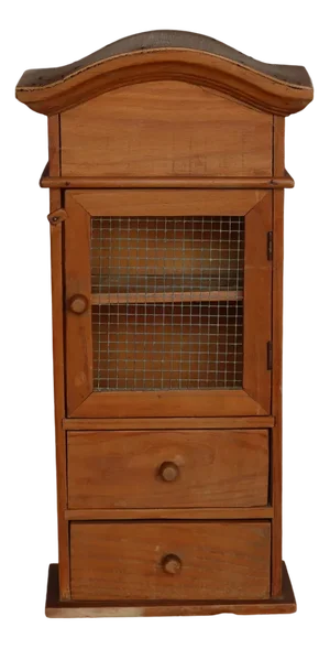 Vintage Wooden Shelf with Drawers and Wire Mesh Door, 1990s
