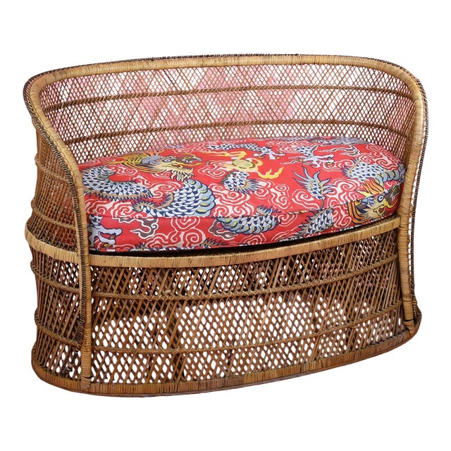 Buri Rattan Vintage Settee For Sale