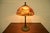 Antique Arts & Crafts Table Lamp With Painted Glass Landscape Scene Shade, Circa 1920s For Sale In South Bend - Image 6 of 16
