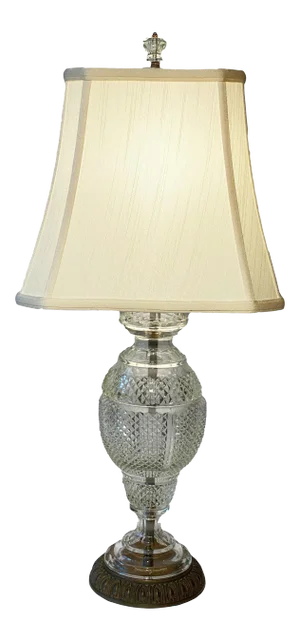 1950's Hollywood Regency Style Crystal Cut Glass Lamp