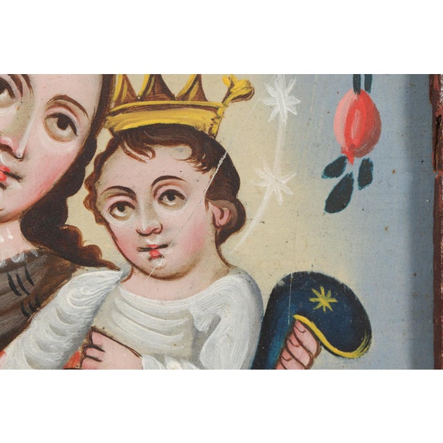 Concepcion Avila, Our Lady of Refuge for Sinners, Oil on Tin, 19th Century For Sale In San Antonio - Image 6 of 10