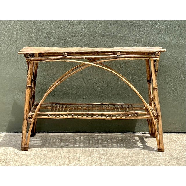 Vintage Adirondack Wood Console Table For Sale - Image 14 of 15