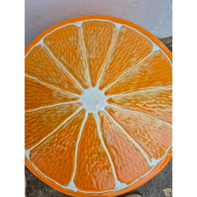Vintage Italian Glazed Terra Cotta Orange Garden Seat or Stand For Sale - Image 4 of 5