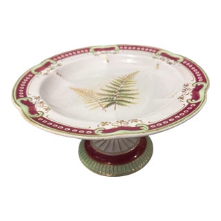 Antique Old Paris Porcelain Fern Leaf Decorated Compote Serving Dish For Sale