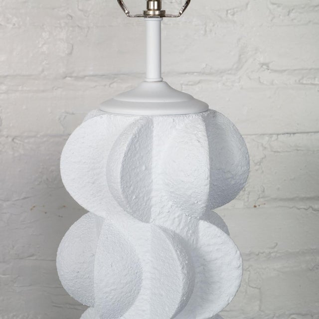 White 1980s Composition Modern Motif Table Lamps - a Pair For Sale - Image 8 of 9