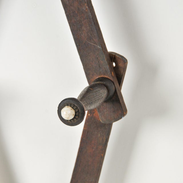 Brown Antique Accordion Peg Holder With Porcelain Caps | Wall Mount Early 1900's Expandable Peg Rack For Sale - Image 8 of 13