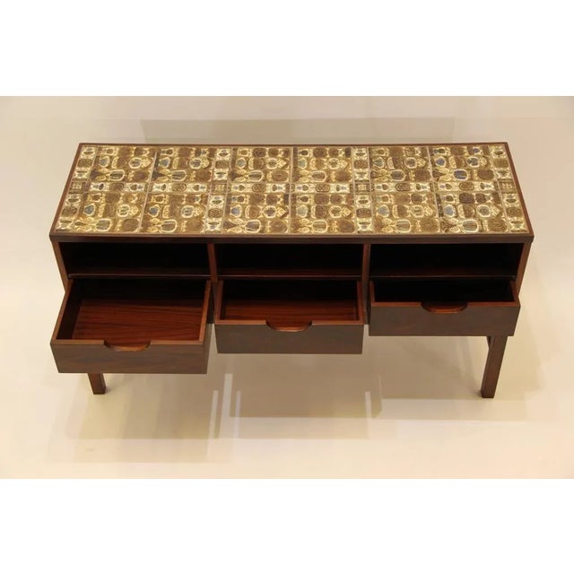 Vintage Rosewood & Porcelain Dresser and Mirror by Severin Hansen for Haslev Møbelsnedkeri, Set of 2 For Sale - Image 6 of 15