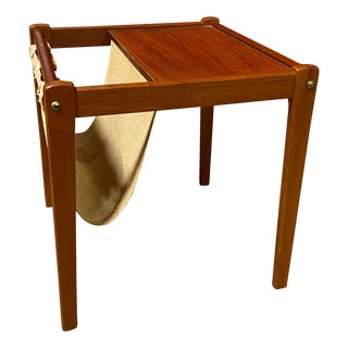 1970s Brdr Furbo Danish Modern Teak Magazine Rack End Table For Sale