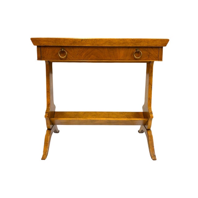 Baker Furniture Side Table, Tray Table, or Console Table with one sliding drawer and a lower bookshelf. Constructed of...