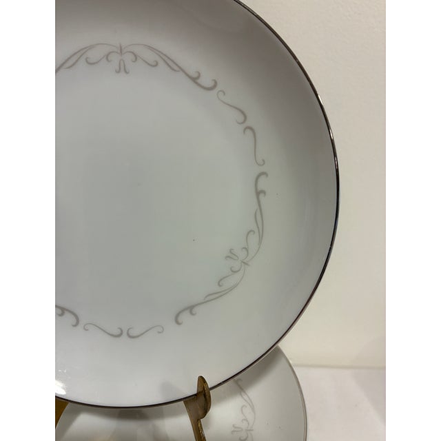 1970s Vintage Kimberly Fine China "Trianon" Platinum Trim Bread Plates, Set of 12, Japan For Sale - Image 5 of 13
