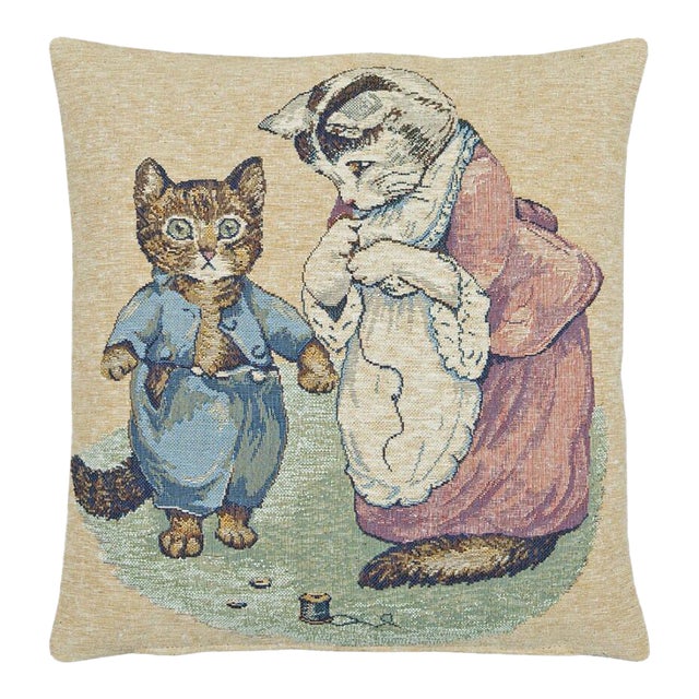 Tabitha Twitchet Tapestry Cushion With Feather Filler - 33x33cm (13"x13") For Sale